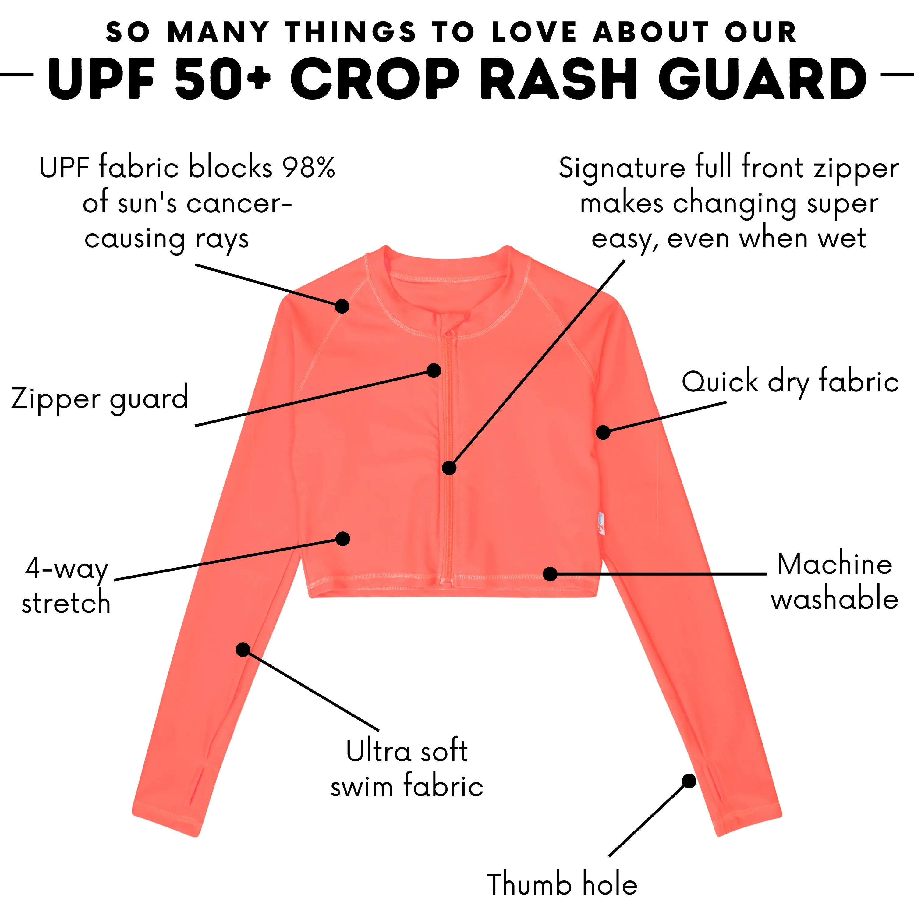 Women's Long Sleeve Crop Rash Guard | Neon Orange"