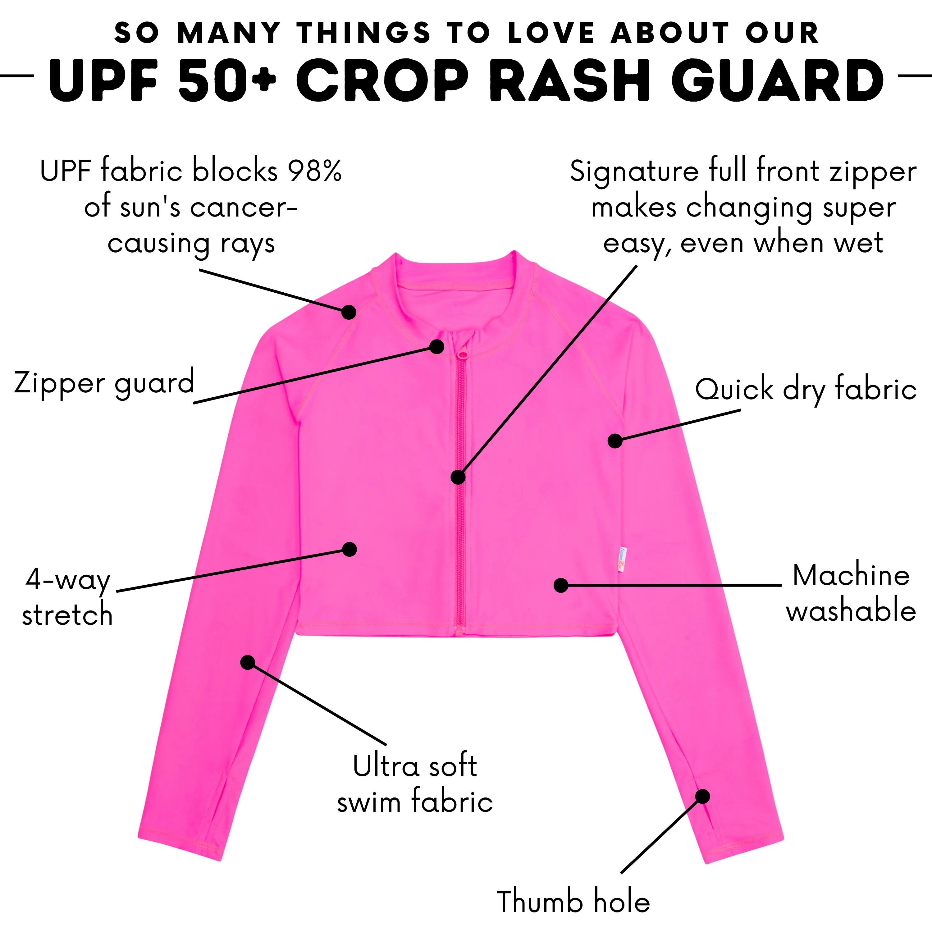 Women's Long Sleeve Crop Rash Guard | Neon Pink