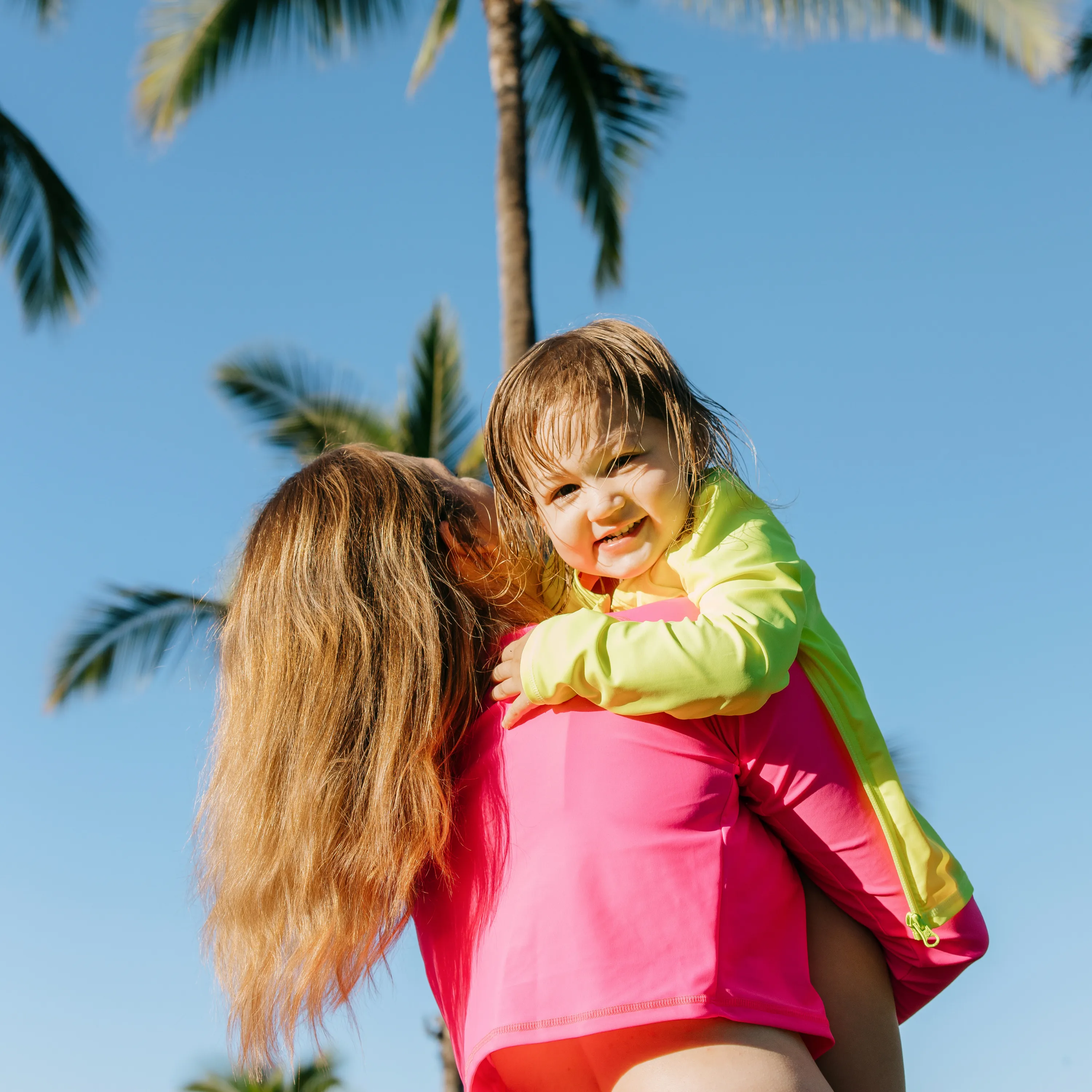 Women's Long Sleeve Crop Rash Guard | Neon Pink