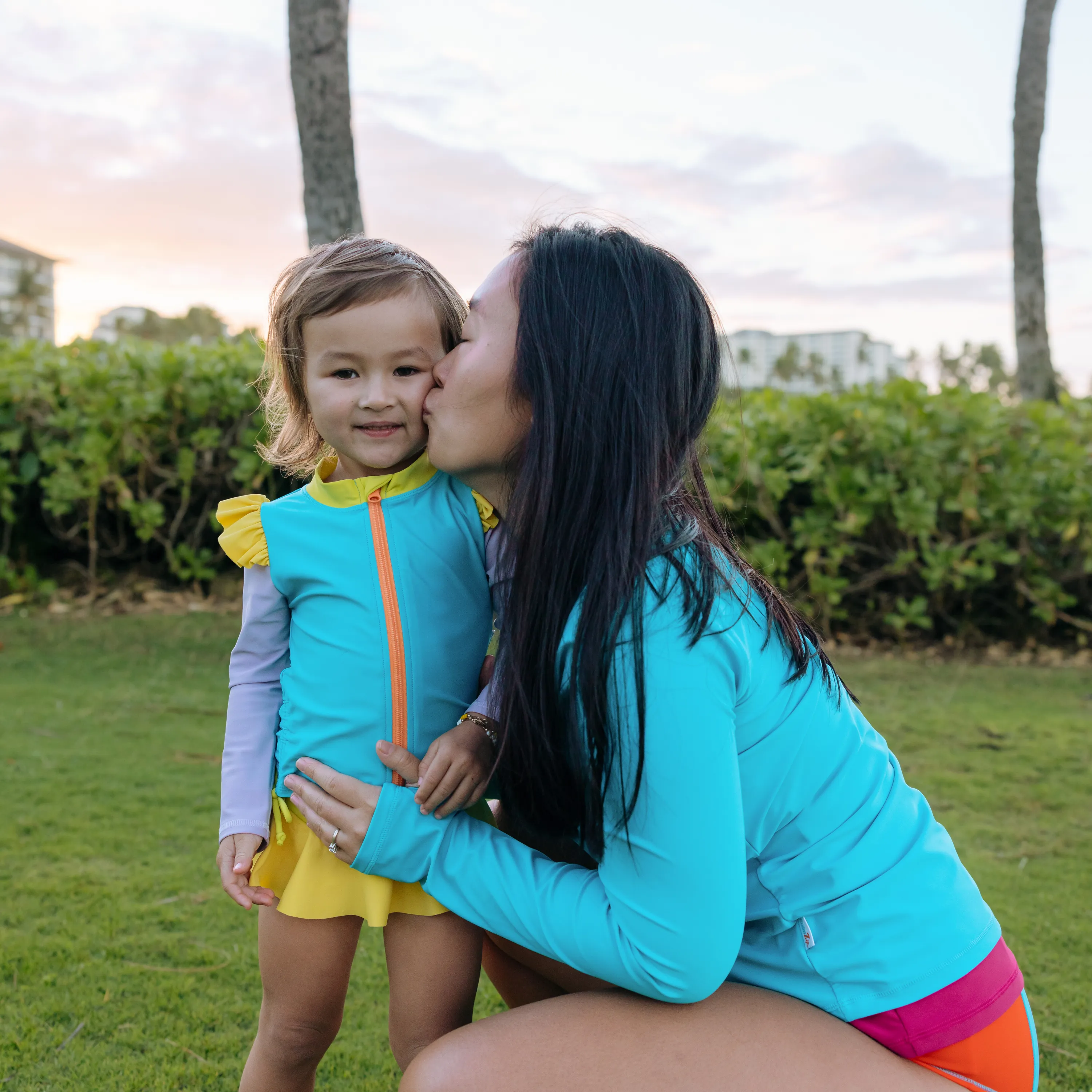 Women's Long Sleeve Rash Guard with Pockets | "Scuba Blue"