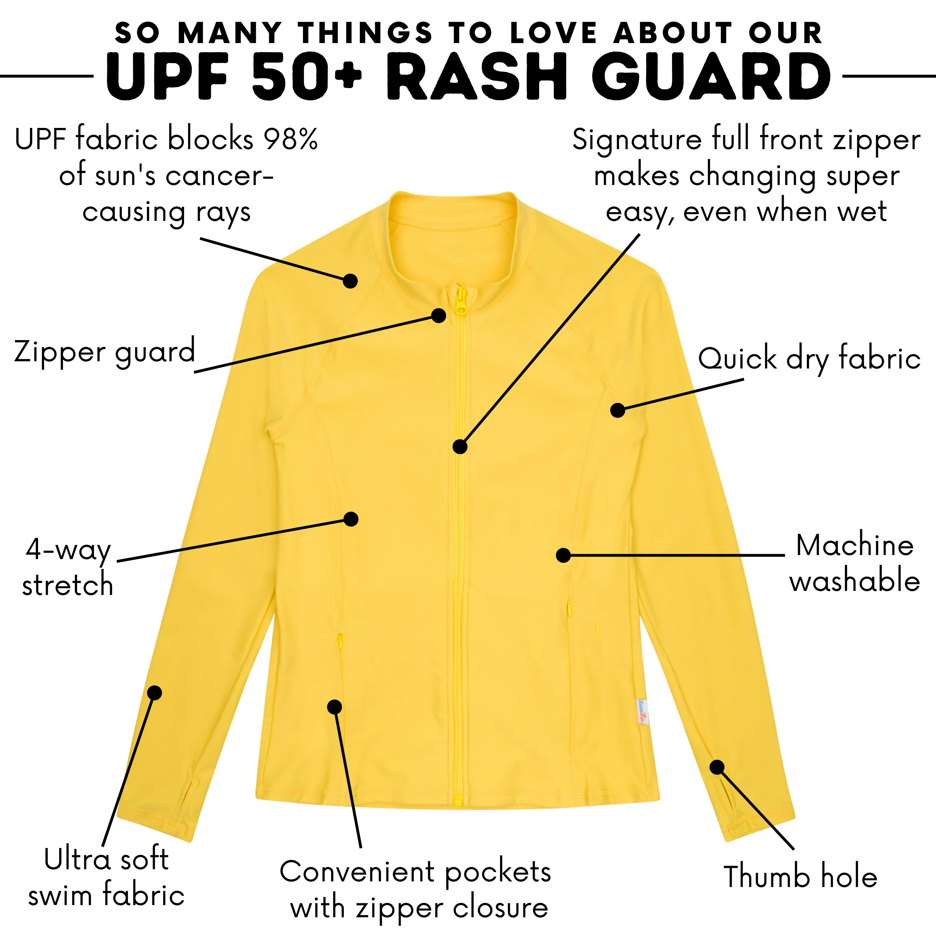 Women's Long Sleeve Rash Guard with Pockets | "Yellow"