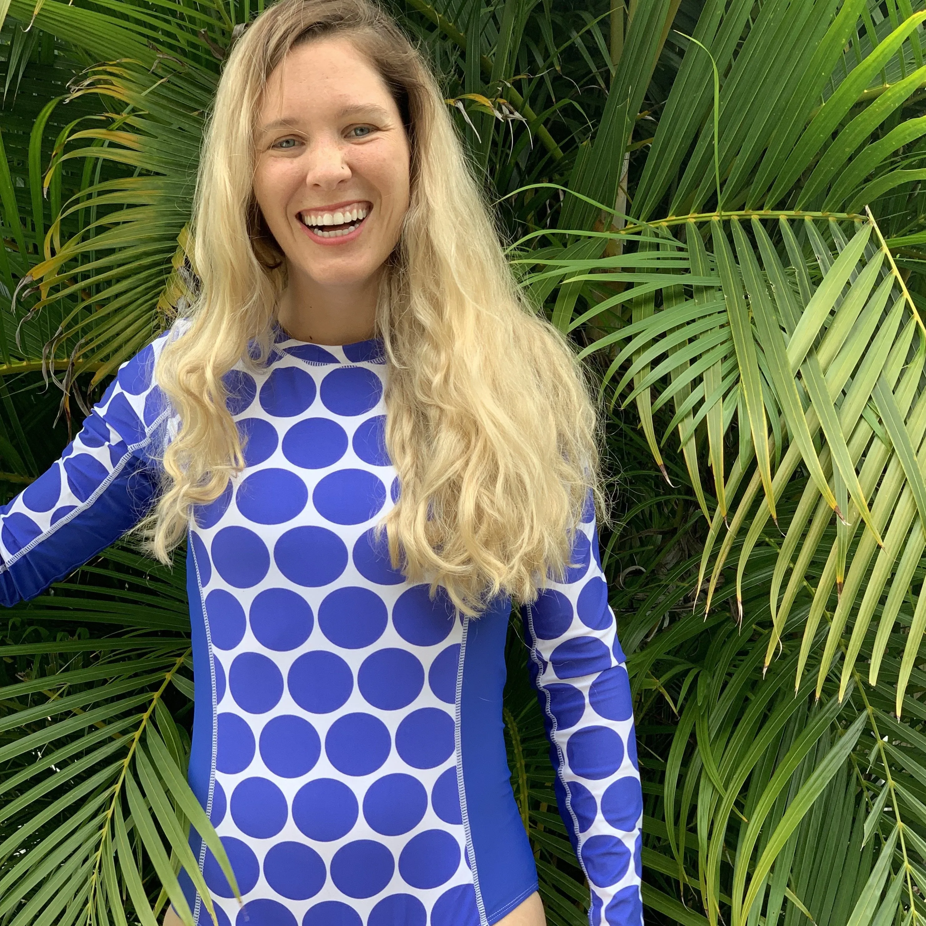 Women's Long Sleeve Surf Suit (One Piece Bodysuit) - "Oversized Dot
