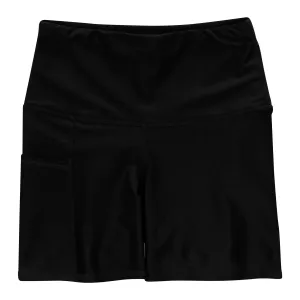 Women's Long Swim Bike Short with Pocket | Black