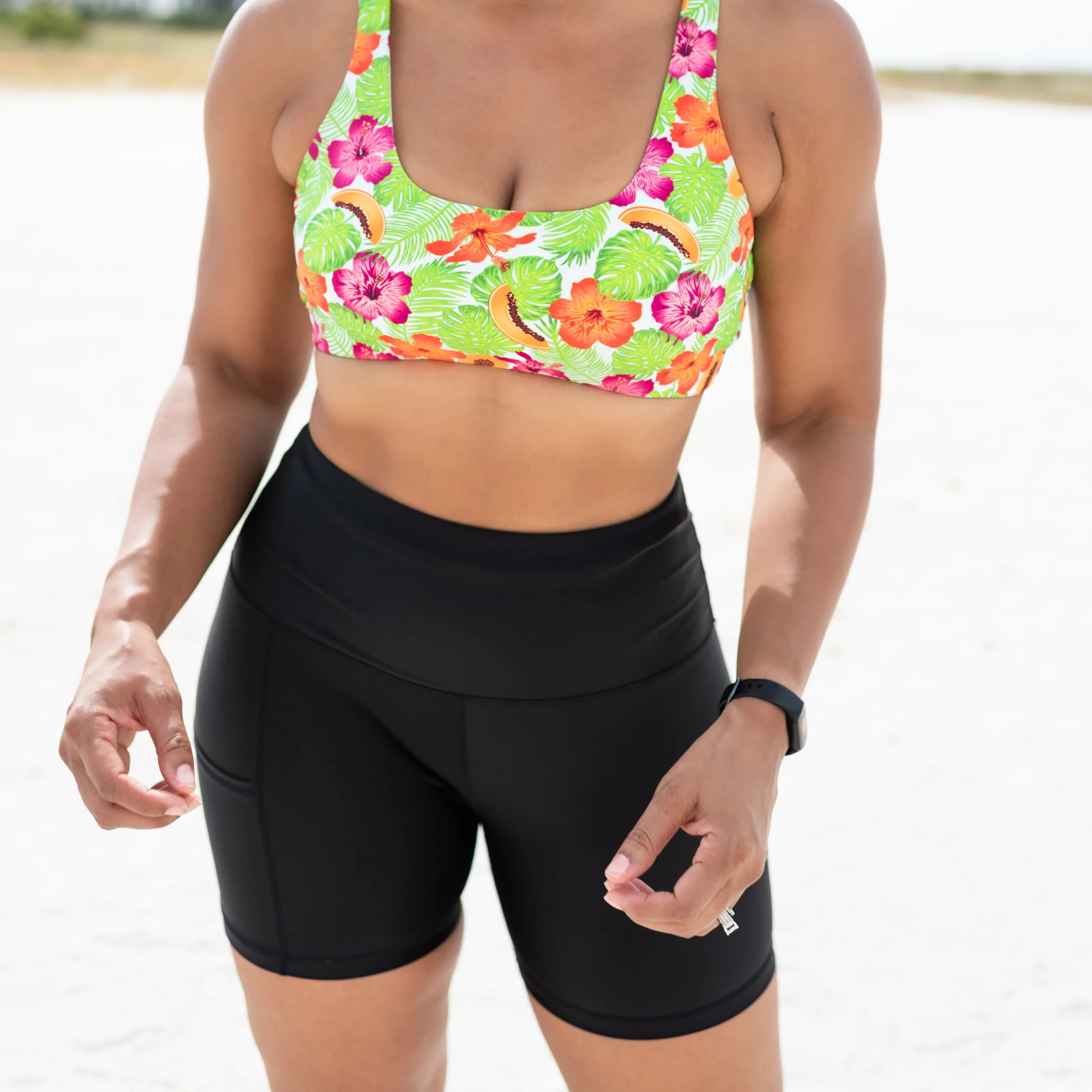 Women's Long Swim Bike Short with Pocket | Black