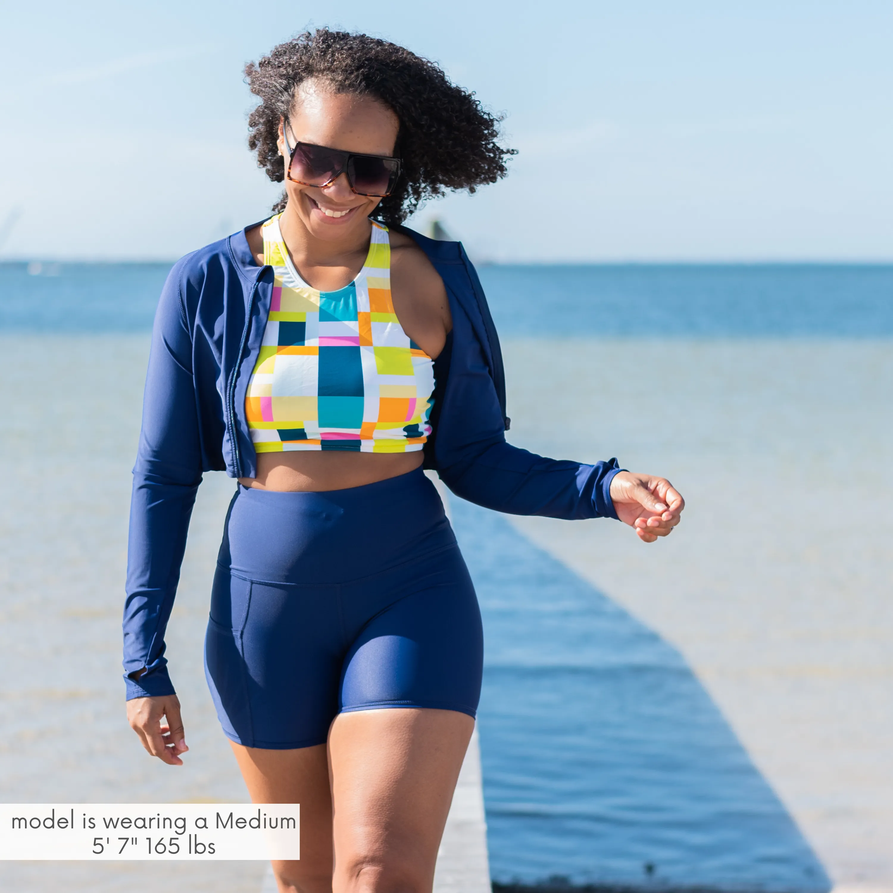 Women's Long Swim Bike Short with Pocket | Navy
