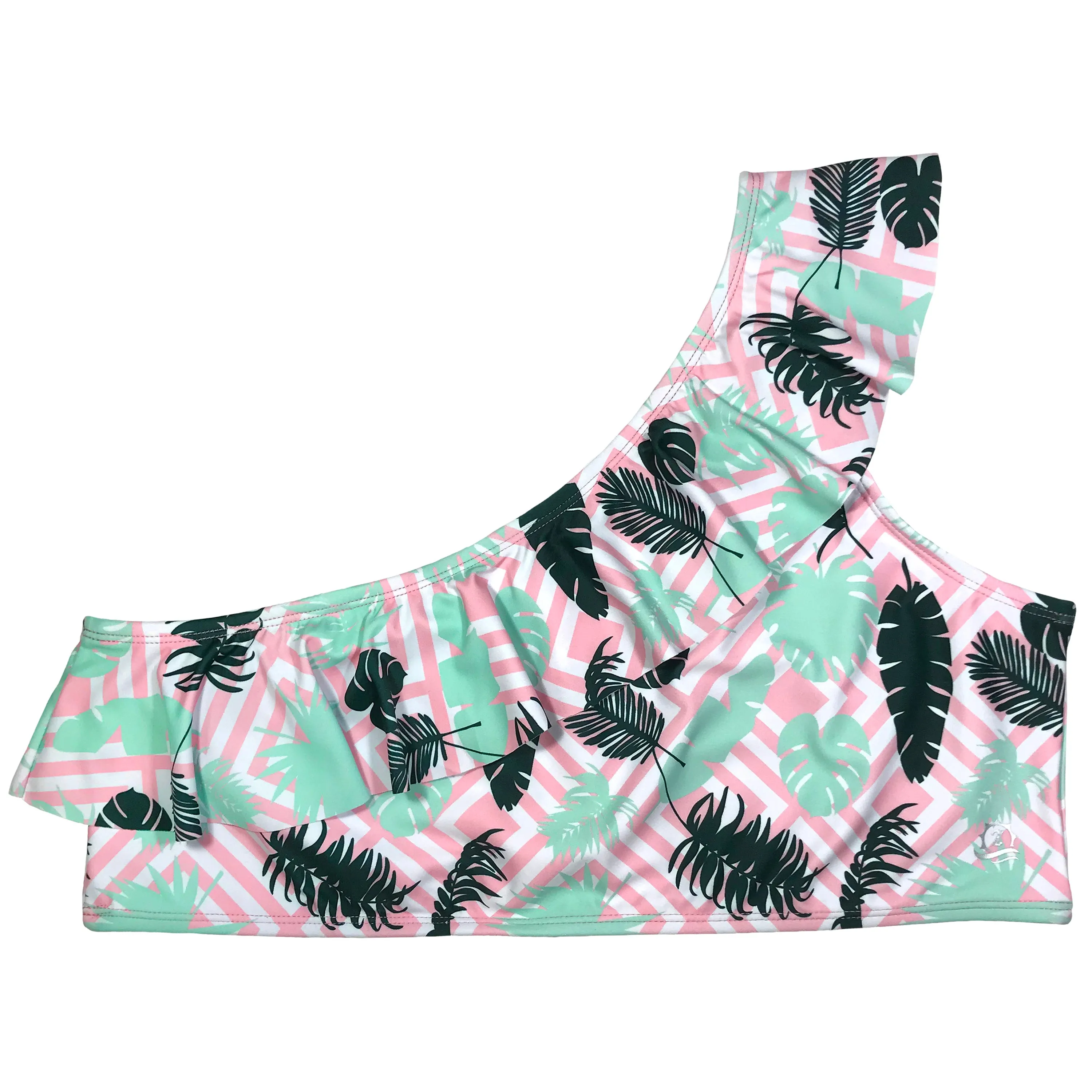 Women's One Shoulder Bikini Top - "Palm Breeze"