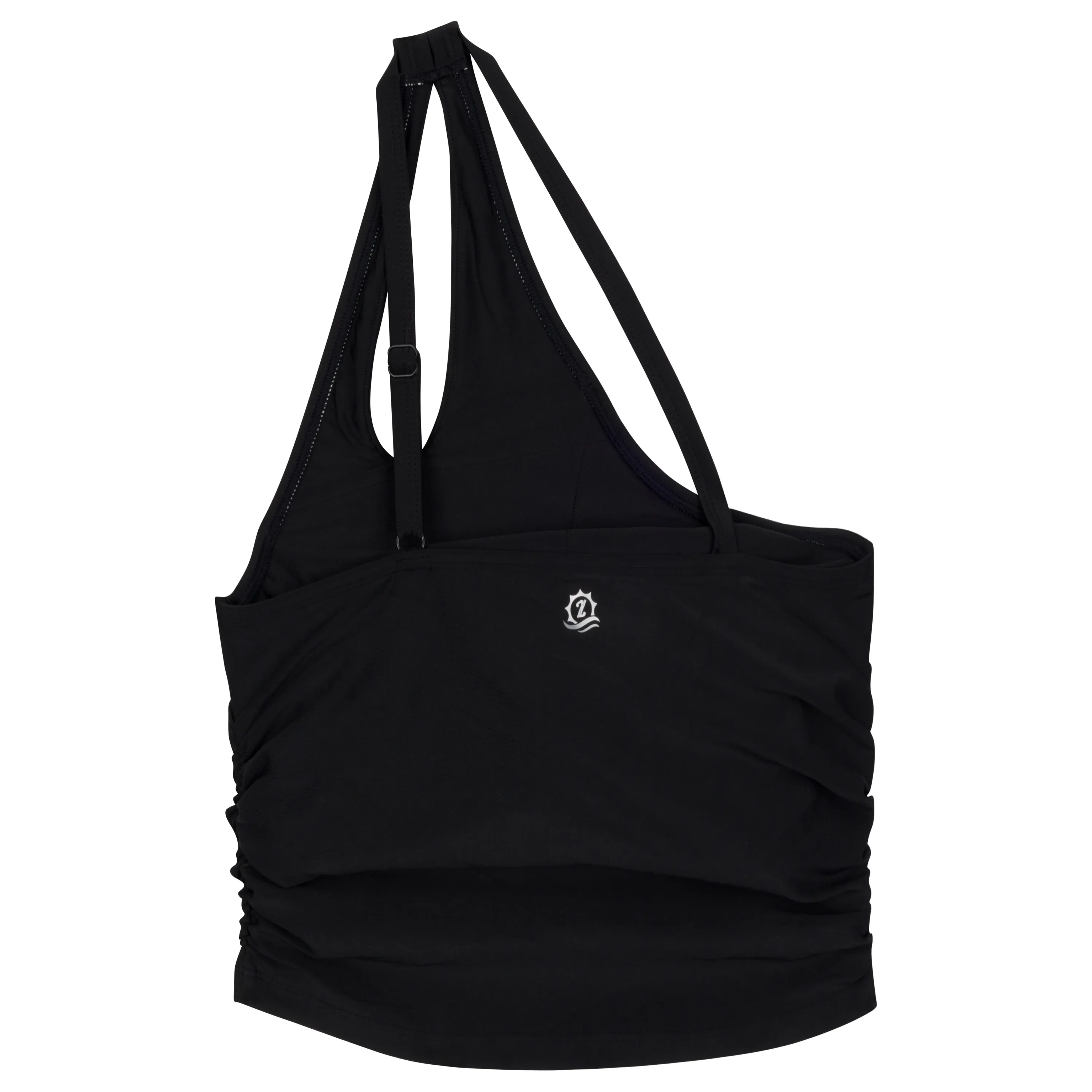Womens One Shoulder Crop Tankini Top | Black