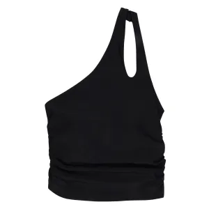 Womens One Shoulder Crop Tankini Top | Black