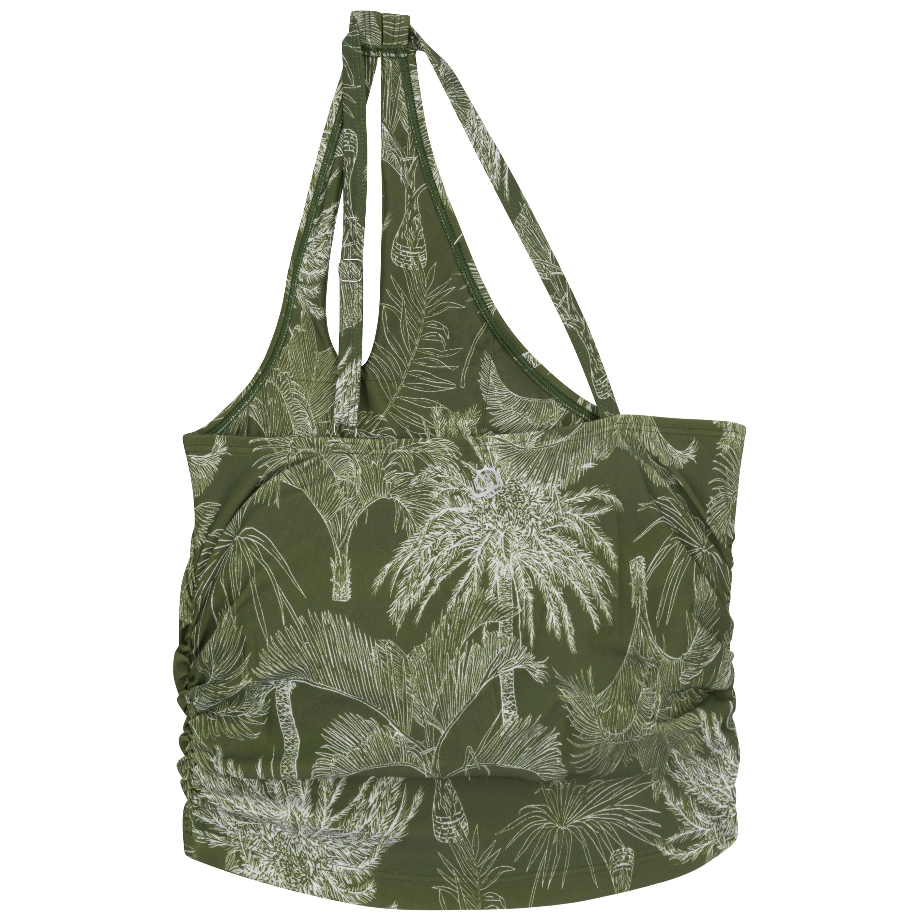 Womens One Shoulder Crop Tankini Top | Hawaiian Rainforest