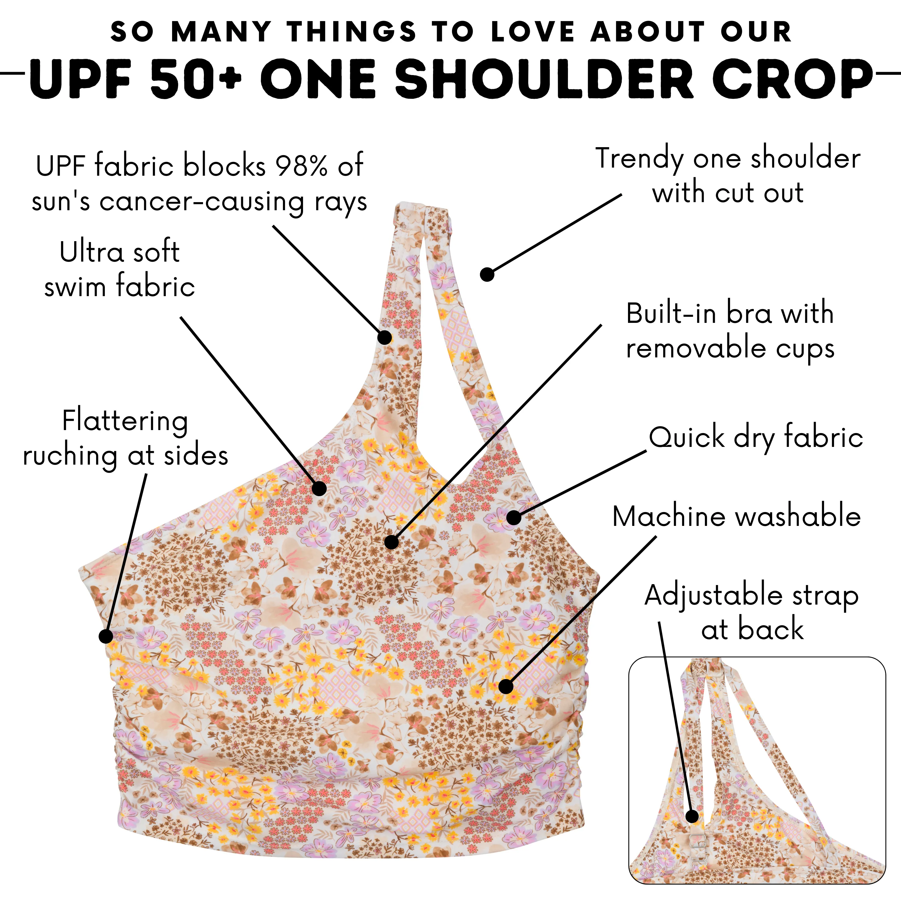 Womens One Shoulder Crop Tankini Top | Meadows
