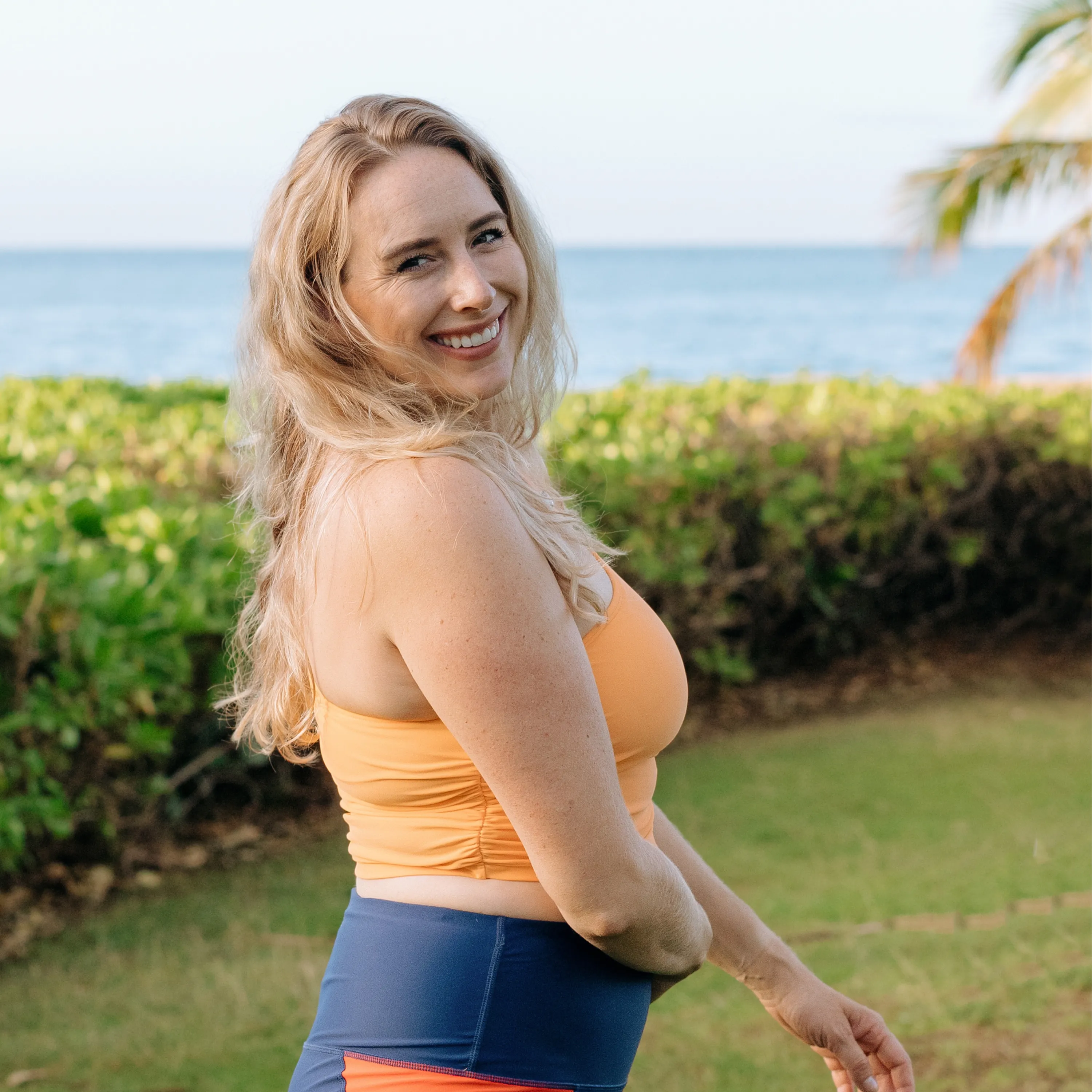 Womens One Shoulder Crop Tankini Top | Paradise Orange