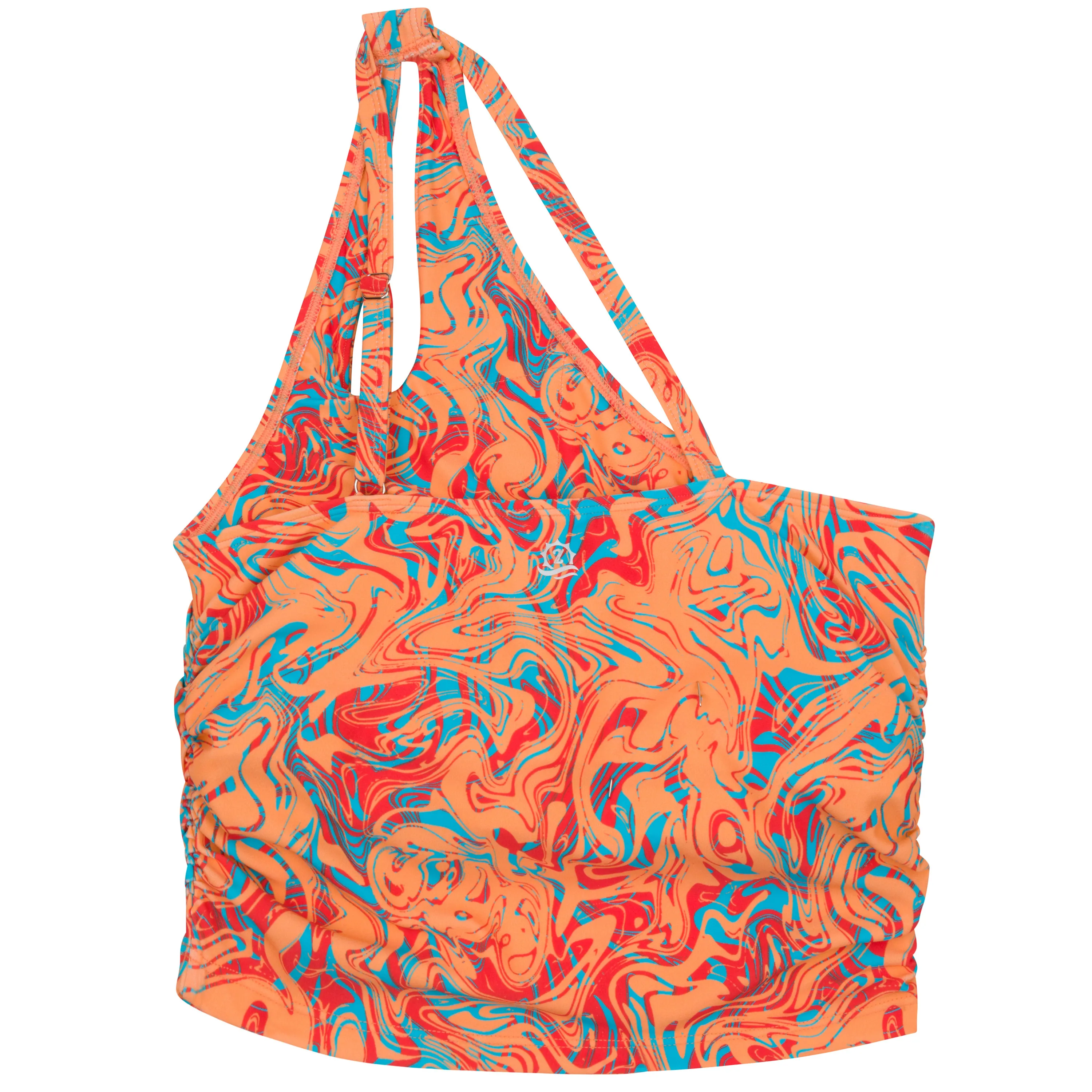 Womens One Shoulder Crop Tankini Top | Swirl