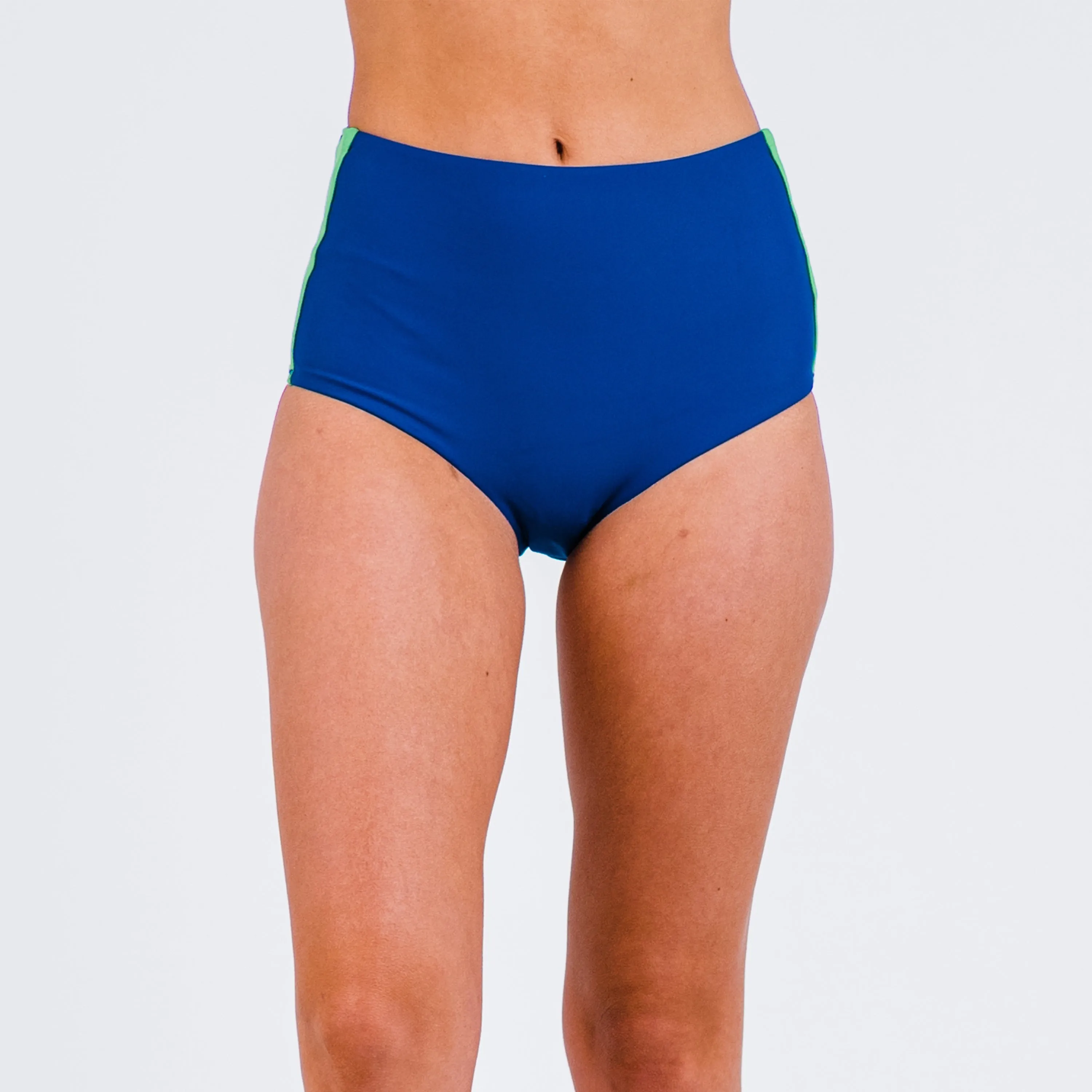 Women's Plus Full Coverage Color Block High-waisted Bikini Bottom