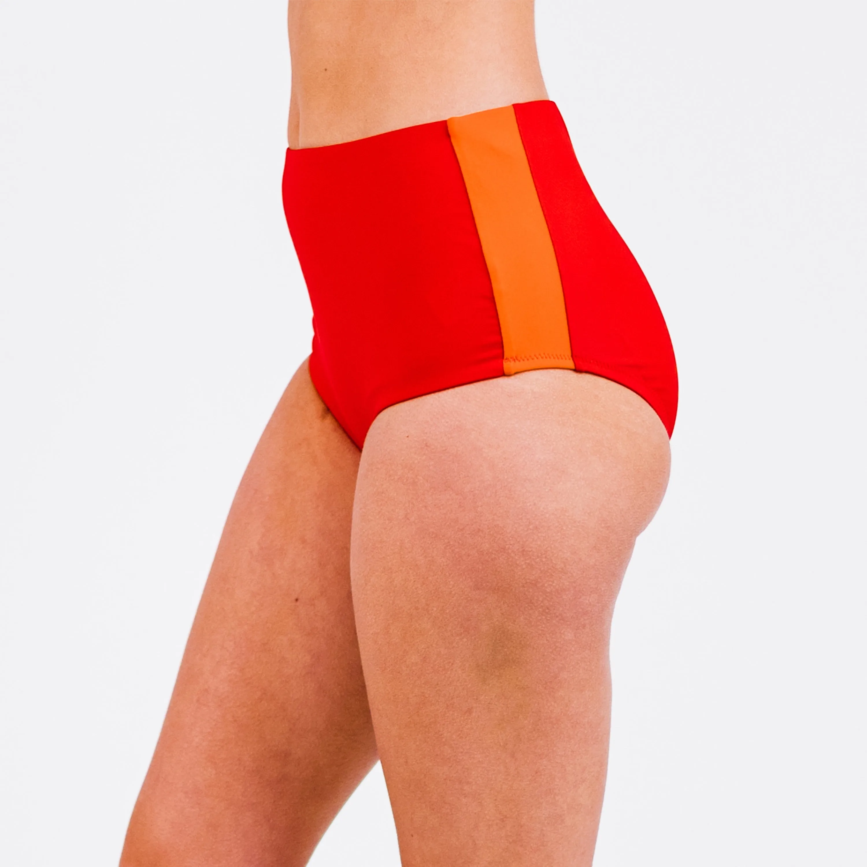 Women's Plus Full Coverage Color Block High-waisted Bikini Bottom