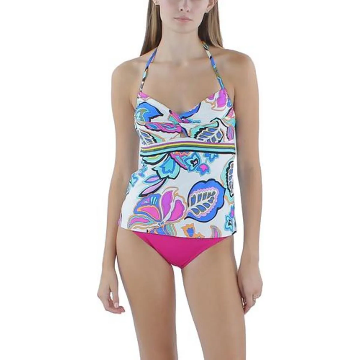 Womens Printed Polyester Tankini Swimsuit