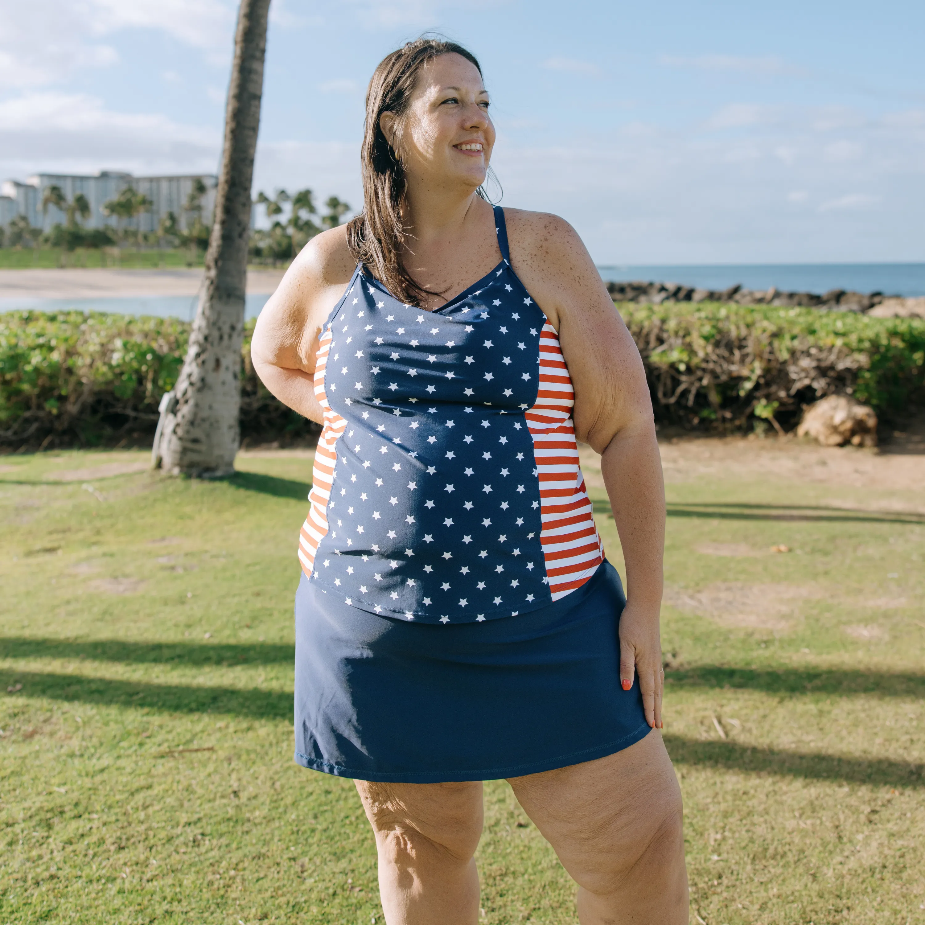 Womens Strappy A-Line Tankini Top | Americana