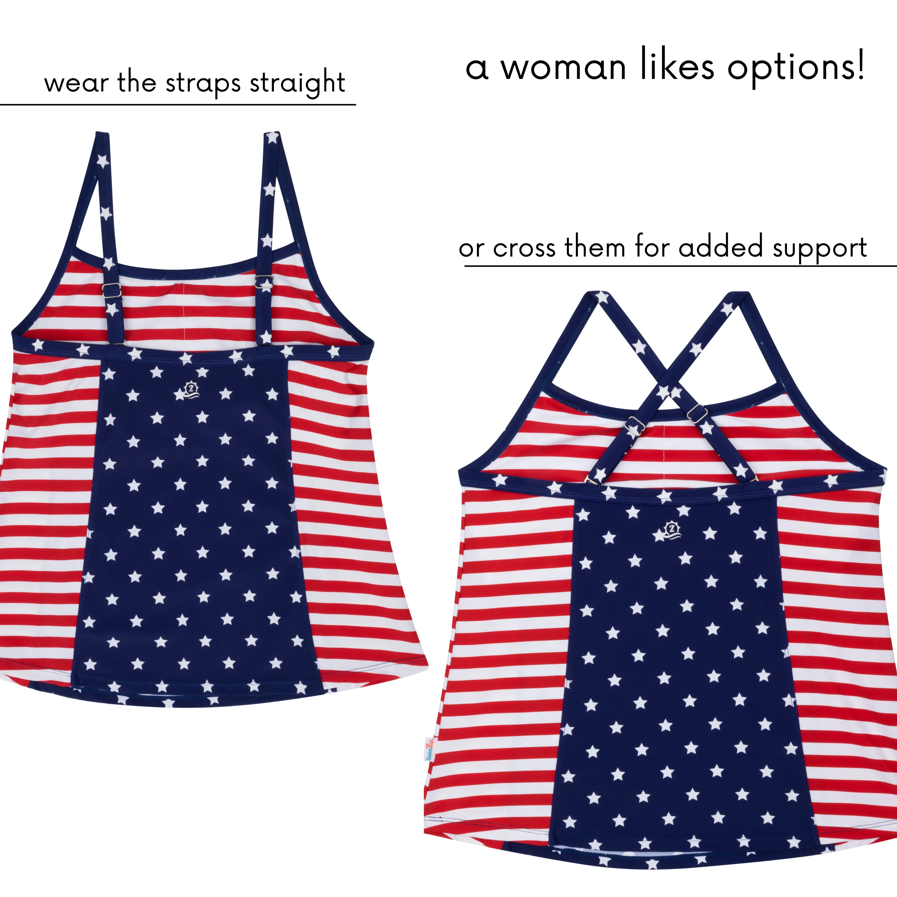 Womens Strappy A-Line Tankini Top | Americana