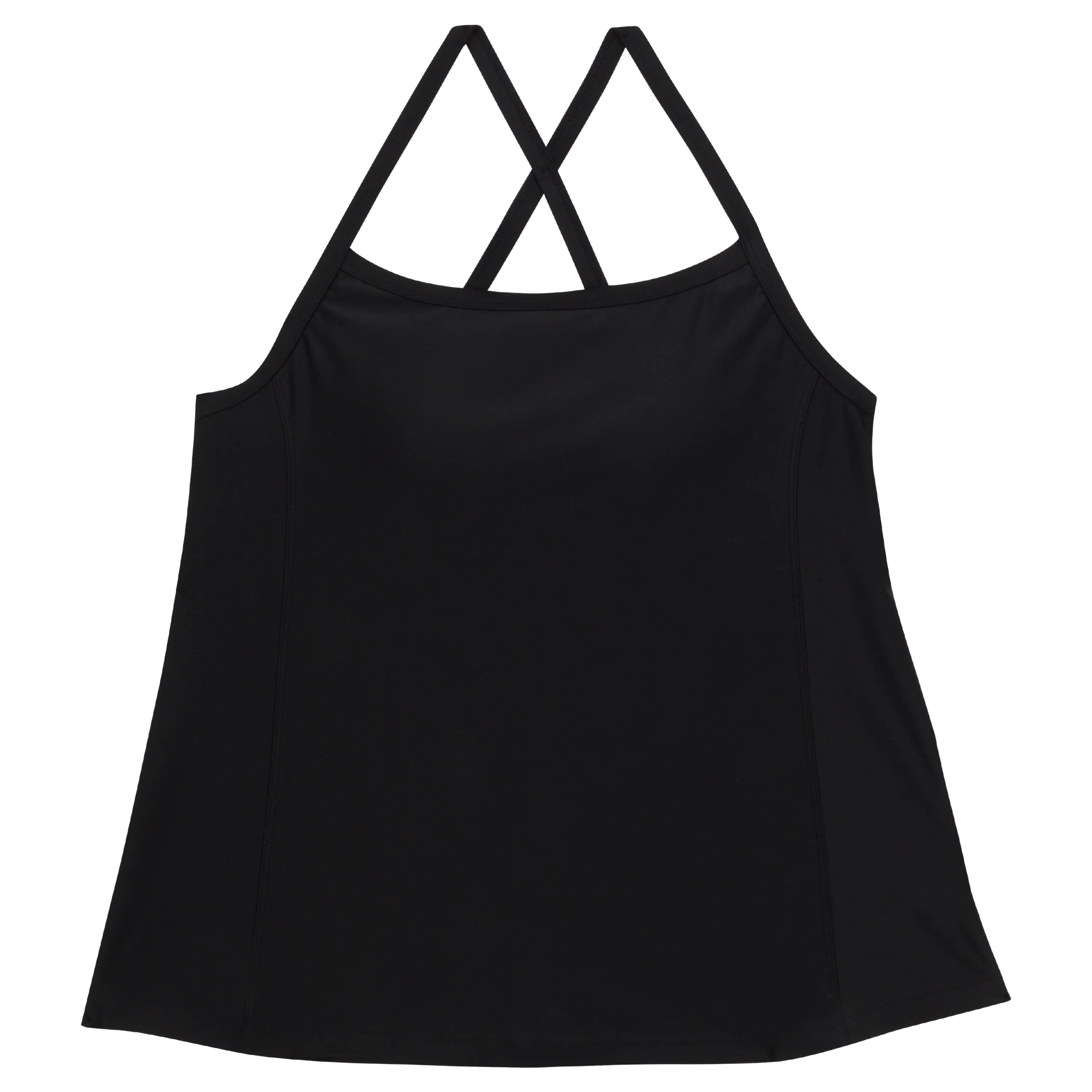 Womens Strappy A-Line Tankini Top | Black