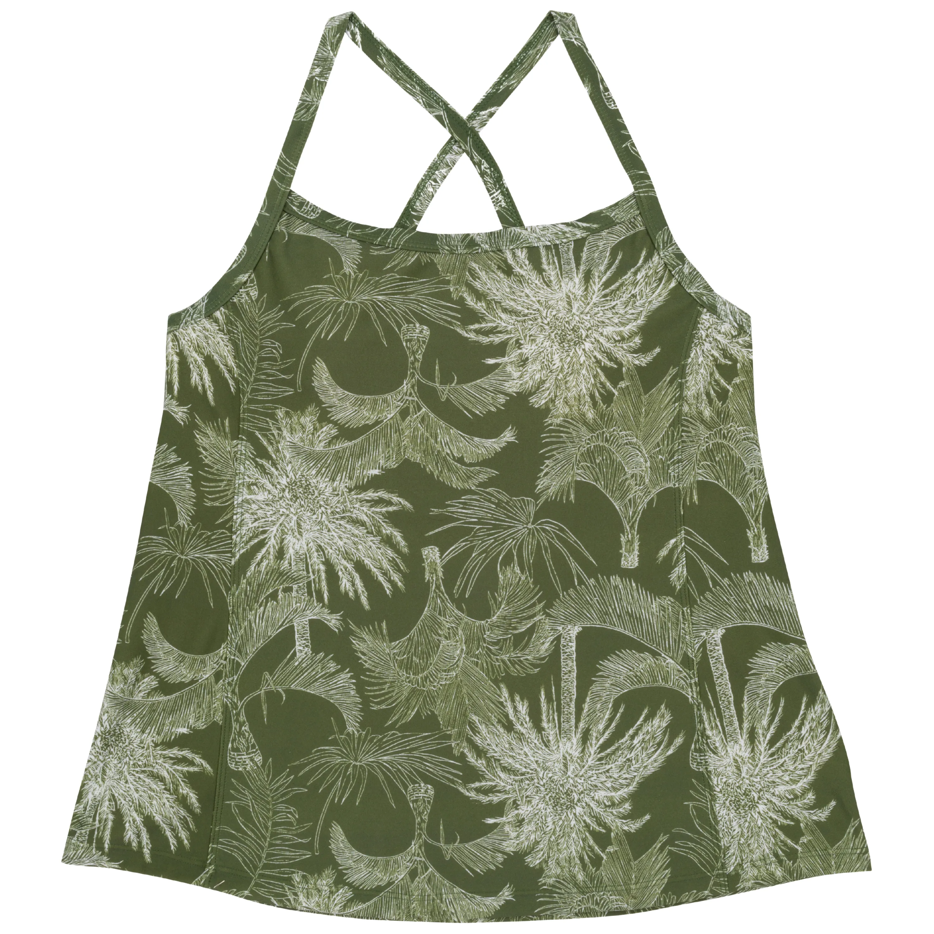 Womens Strappy A-Line Tankini Top | Hawaiian Rainforest