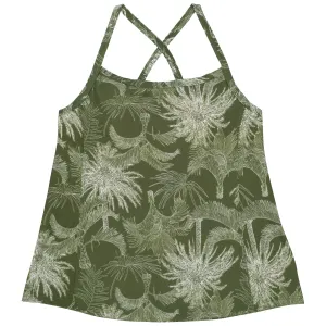 Womens Strappy A-Line Tankini Top | Hawaiian Rainforest