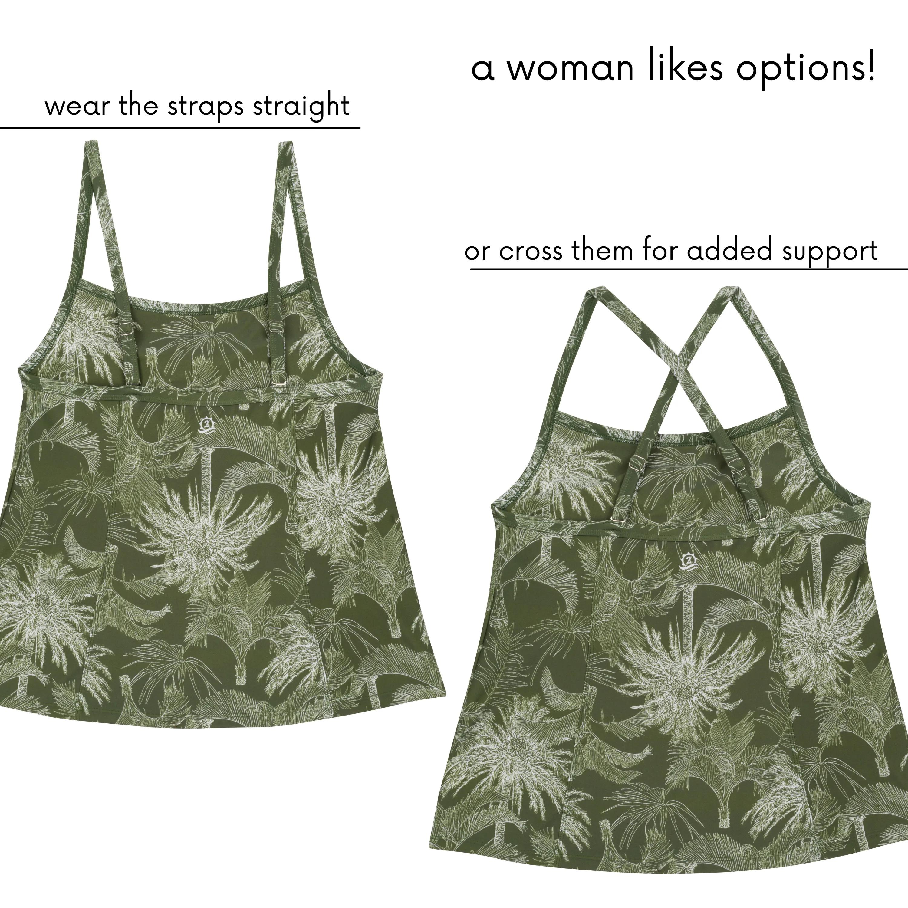 Womens Strappy A-Line Tankini Top | Hawaiian Rainforest