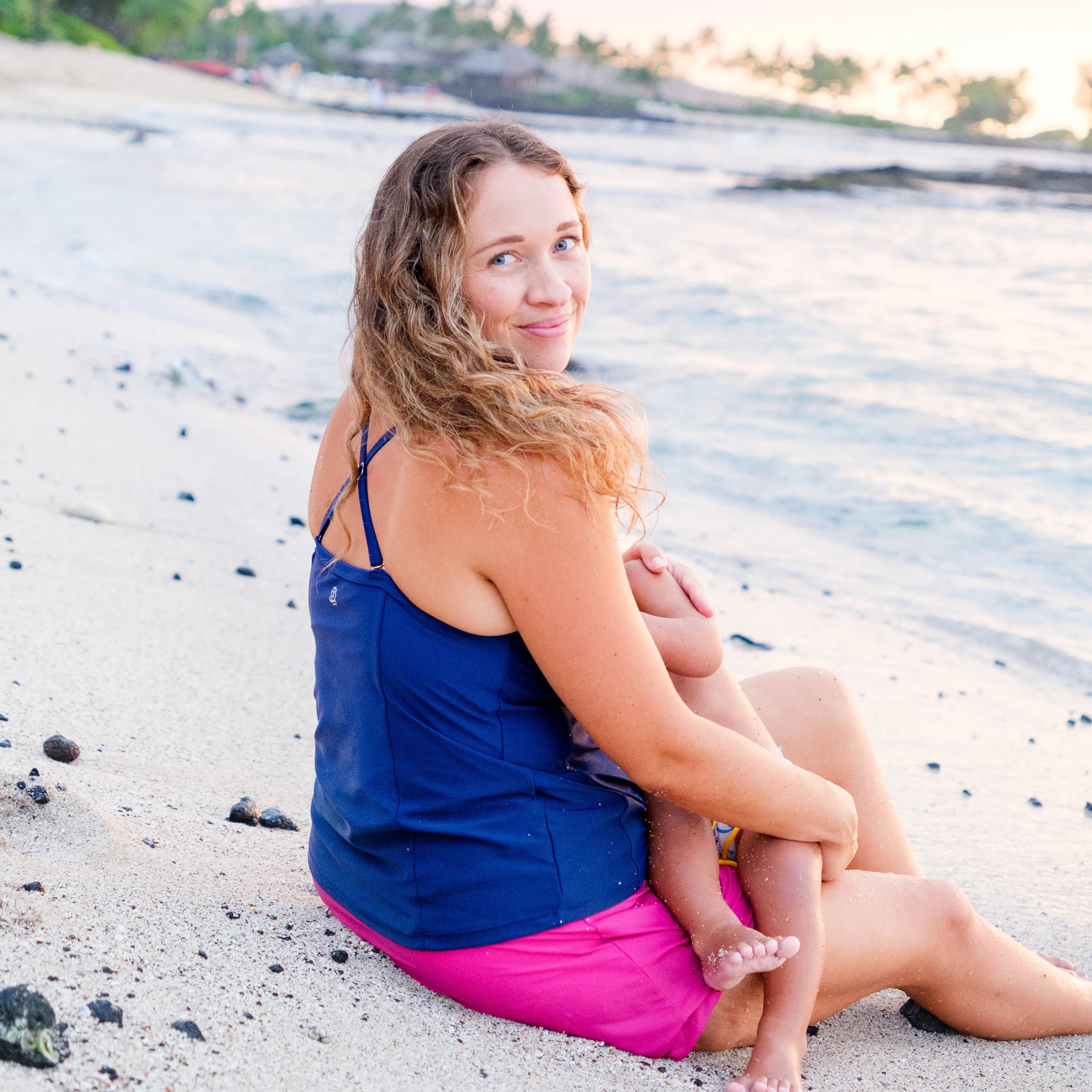 Womens Strappy A-Line Tankini Top | Navy