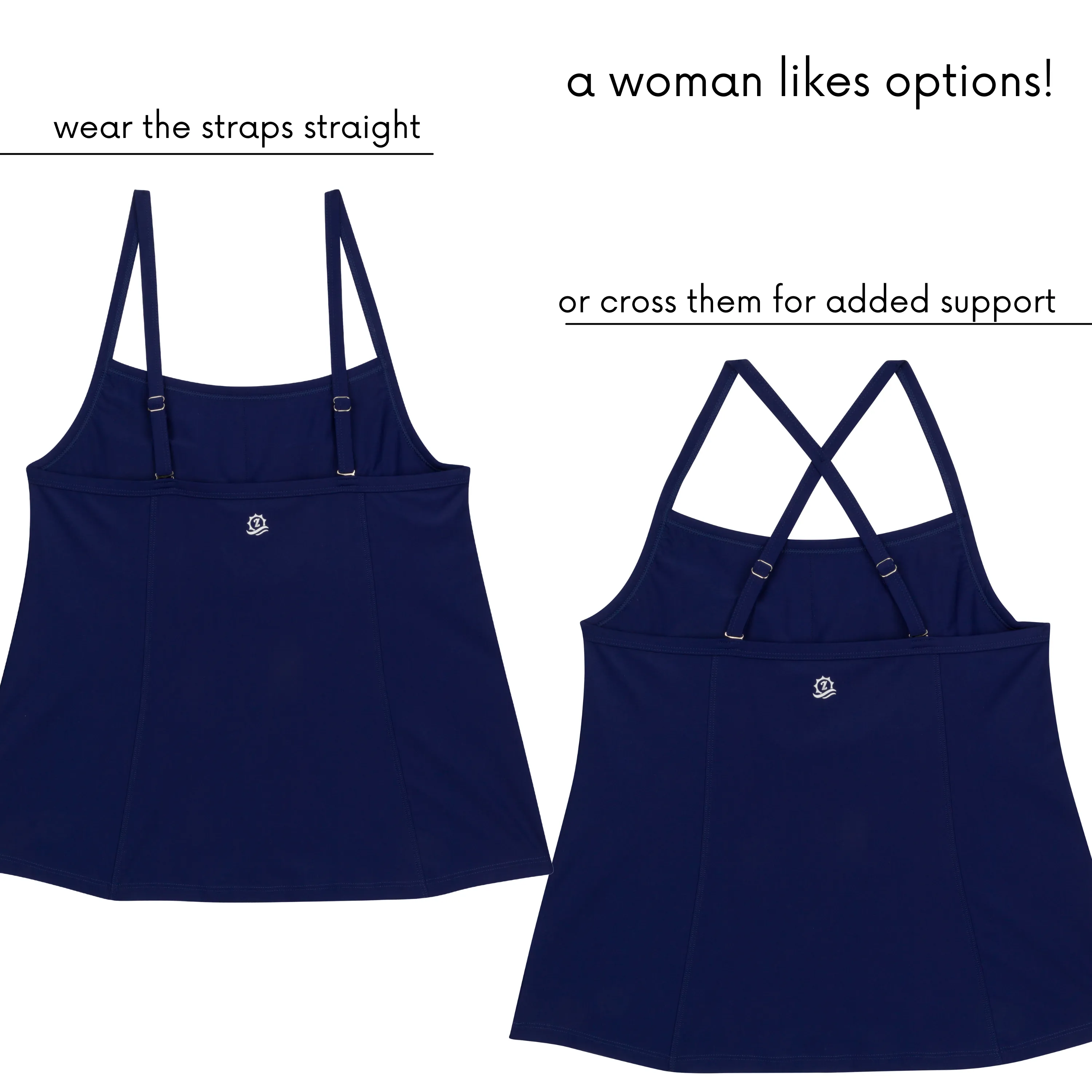Womens Strappy A-Line Tankini Top | Navy