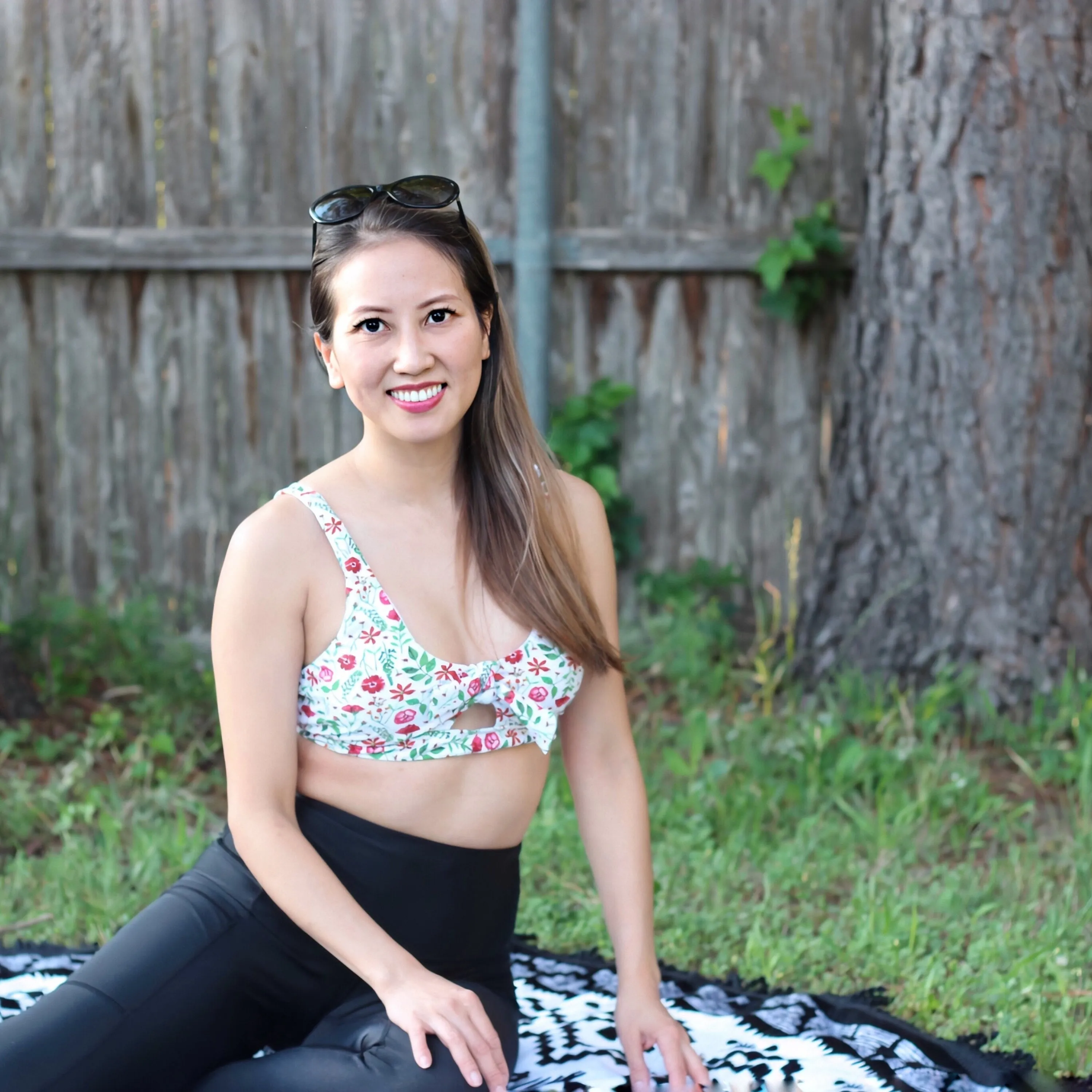Women's Tie Bikini Top - "Floral Garden"