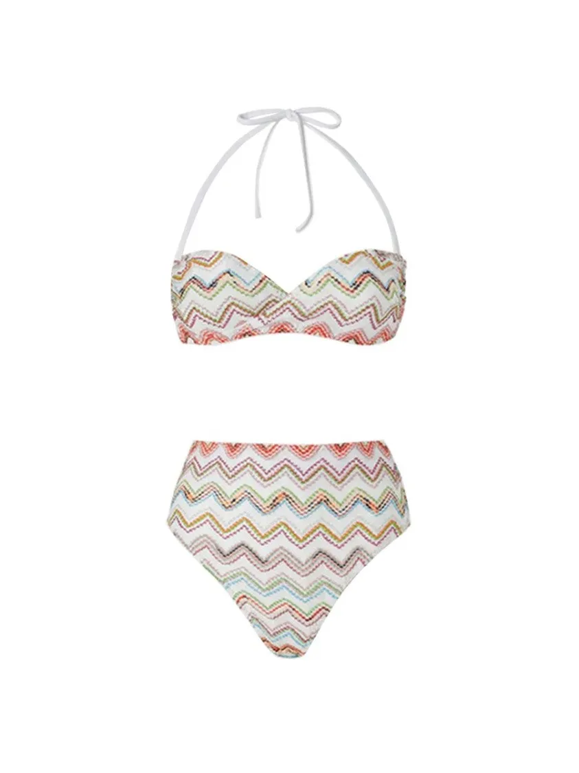 Zigzag Lam Bikini With Structured Top